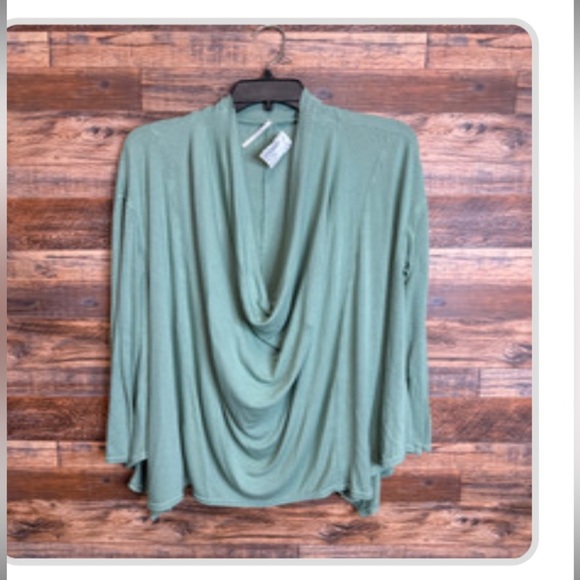 Light green romy free people pant & top set wide leg ribbed $128 casual fall - Picture 2 of 5